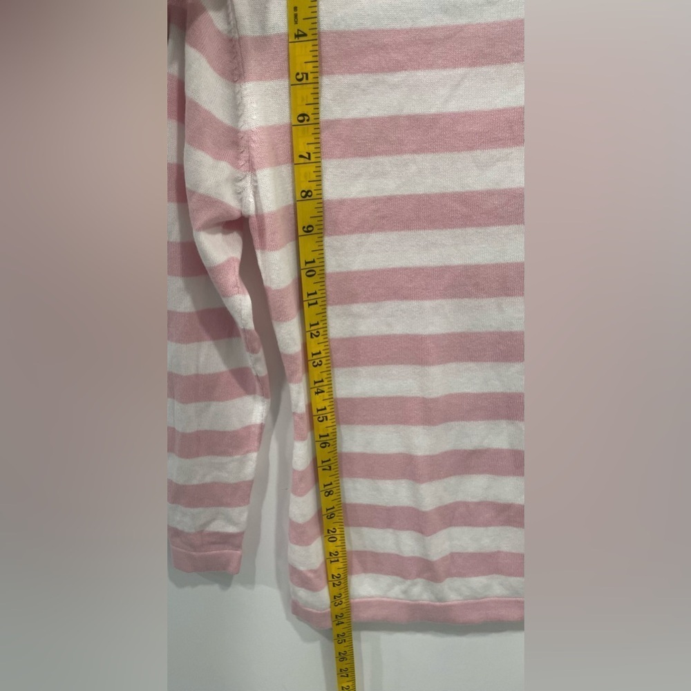 J. Peterson Company Sweater Size XS Pink White Boatneck Pima Cotton 3/4 Sleeve - Picture 5 of 6